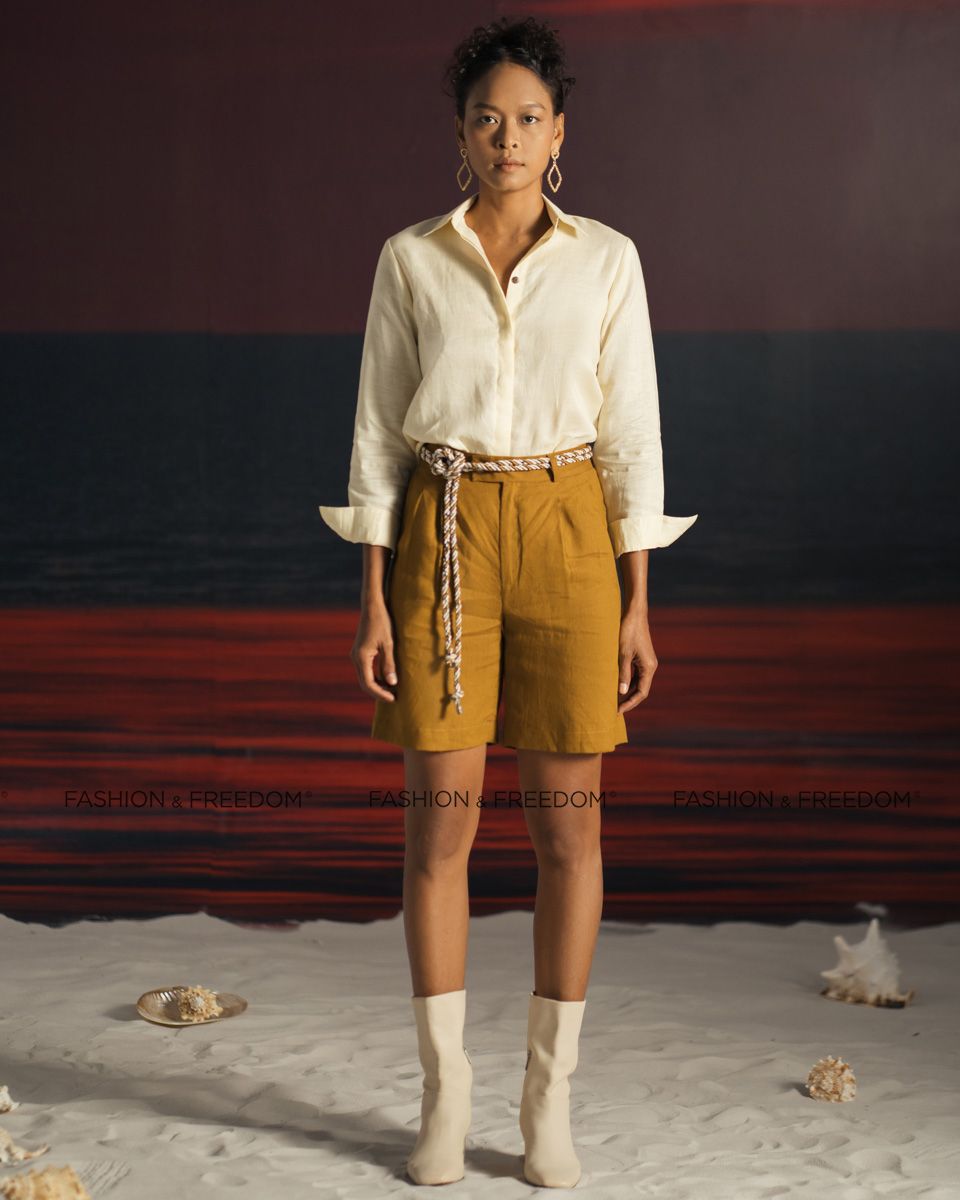 Áo Sơ Mi Linen Vàng Nhạt Summer Get Away