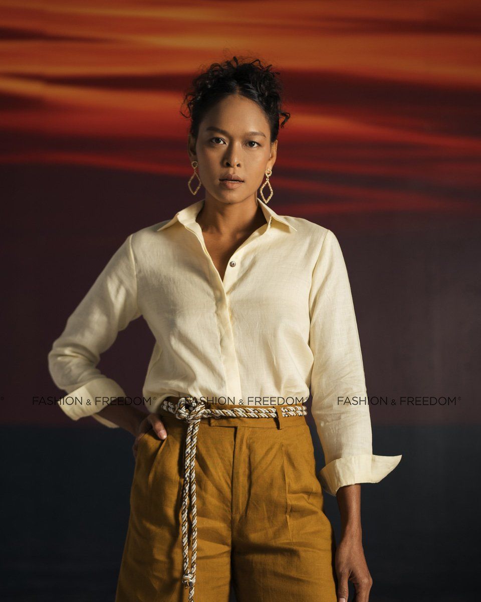 Áo Sơ Mi Linen Vàng Nhạt Summer Get Away