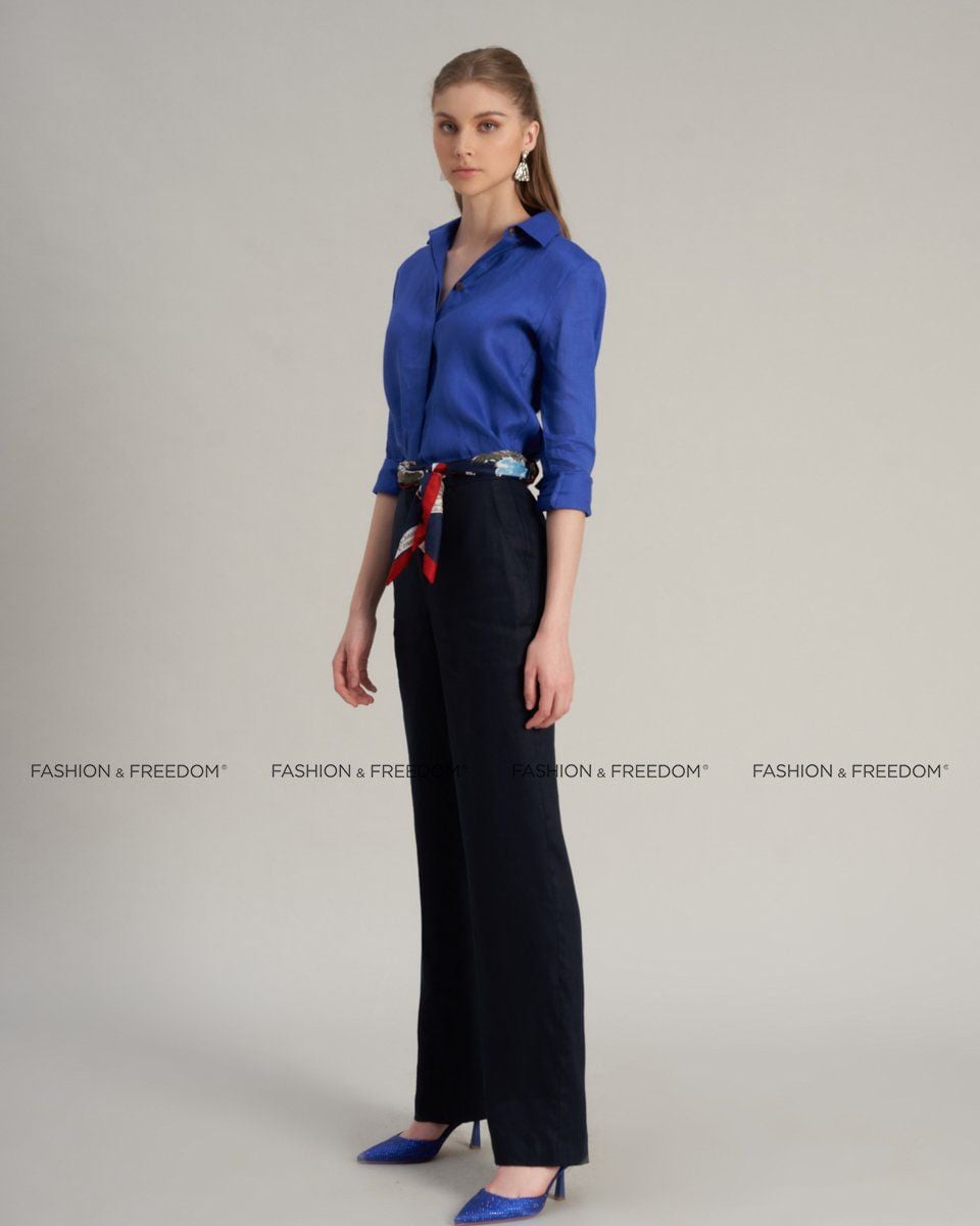 Áo Sơ Mi Linen Xanh CoBan Hello New Day