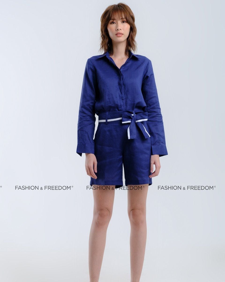 Áo Sơ Mi Linen Xanh Đen