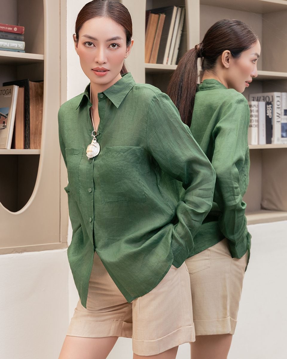 Quần Sọt Nữ Linen Kem