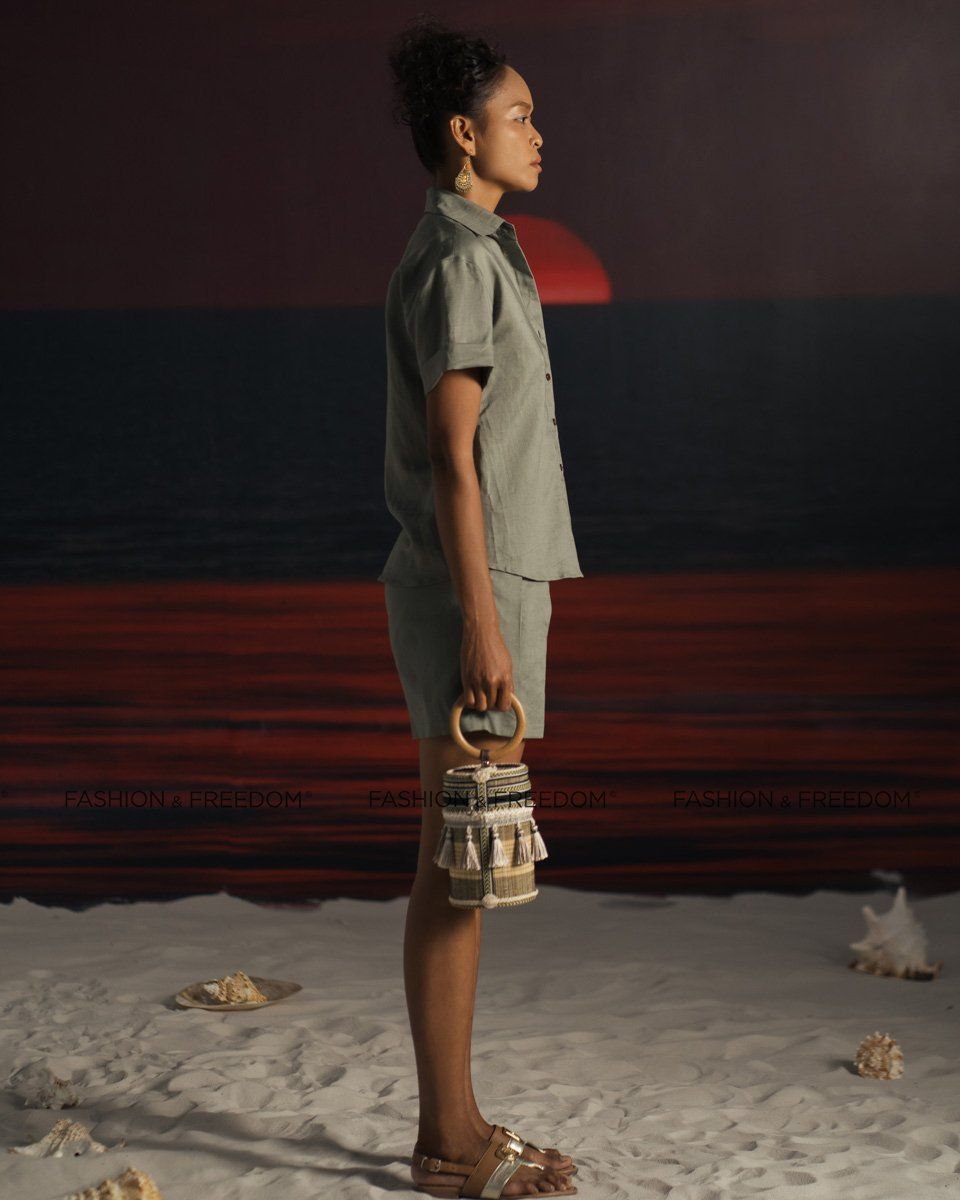 Áo Sơ Mi Linen Xanh Rêu Summer Get Away