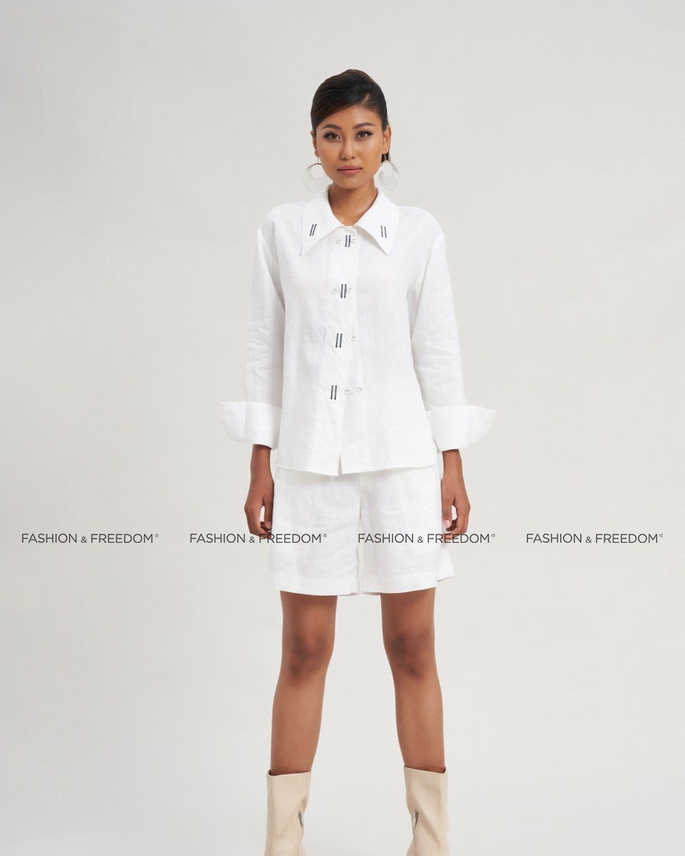 Áo Sơ Mi Linen Nữ Trắng Modern Women