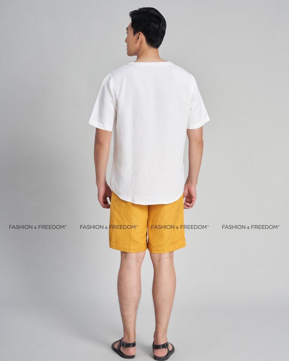 Quần Short Nam Linen Vàng Holidays Vibes