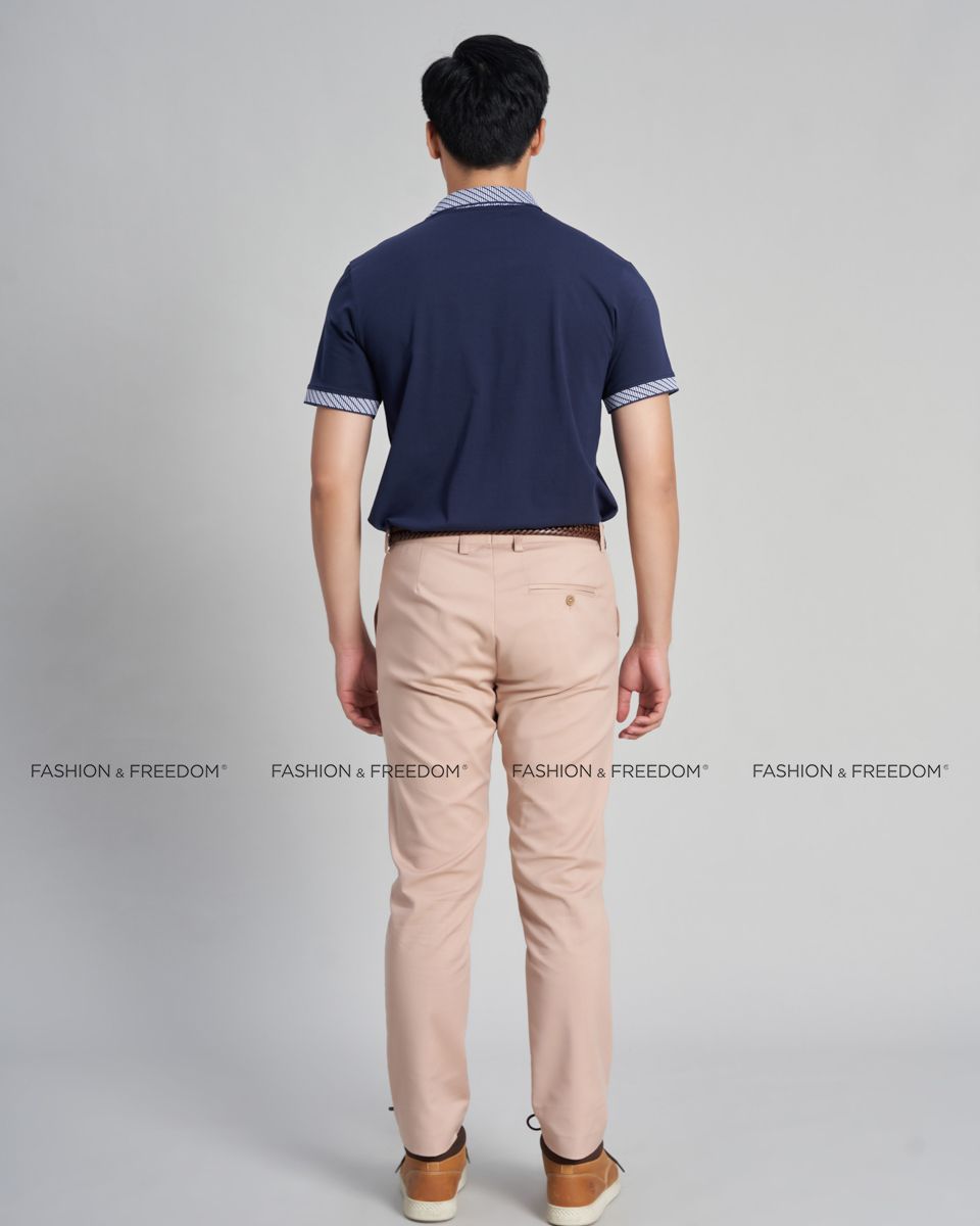 Áo Thun Nam Cotton Xanh Có Cổ Holidays Vibes