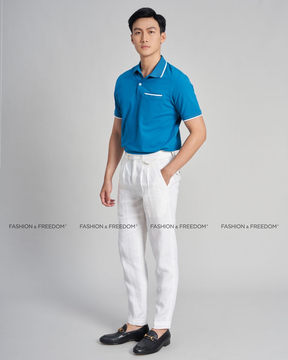 Áo Thun Nam Cotton Xanh Cổ Vịt The New Cool