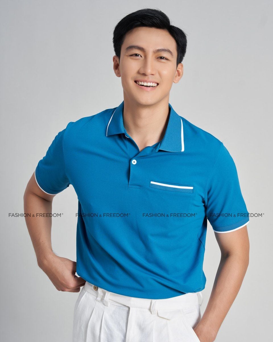 Áo Thun Nam Cotton Xanh Cổ Vịt The New Cool