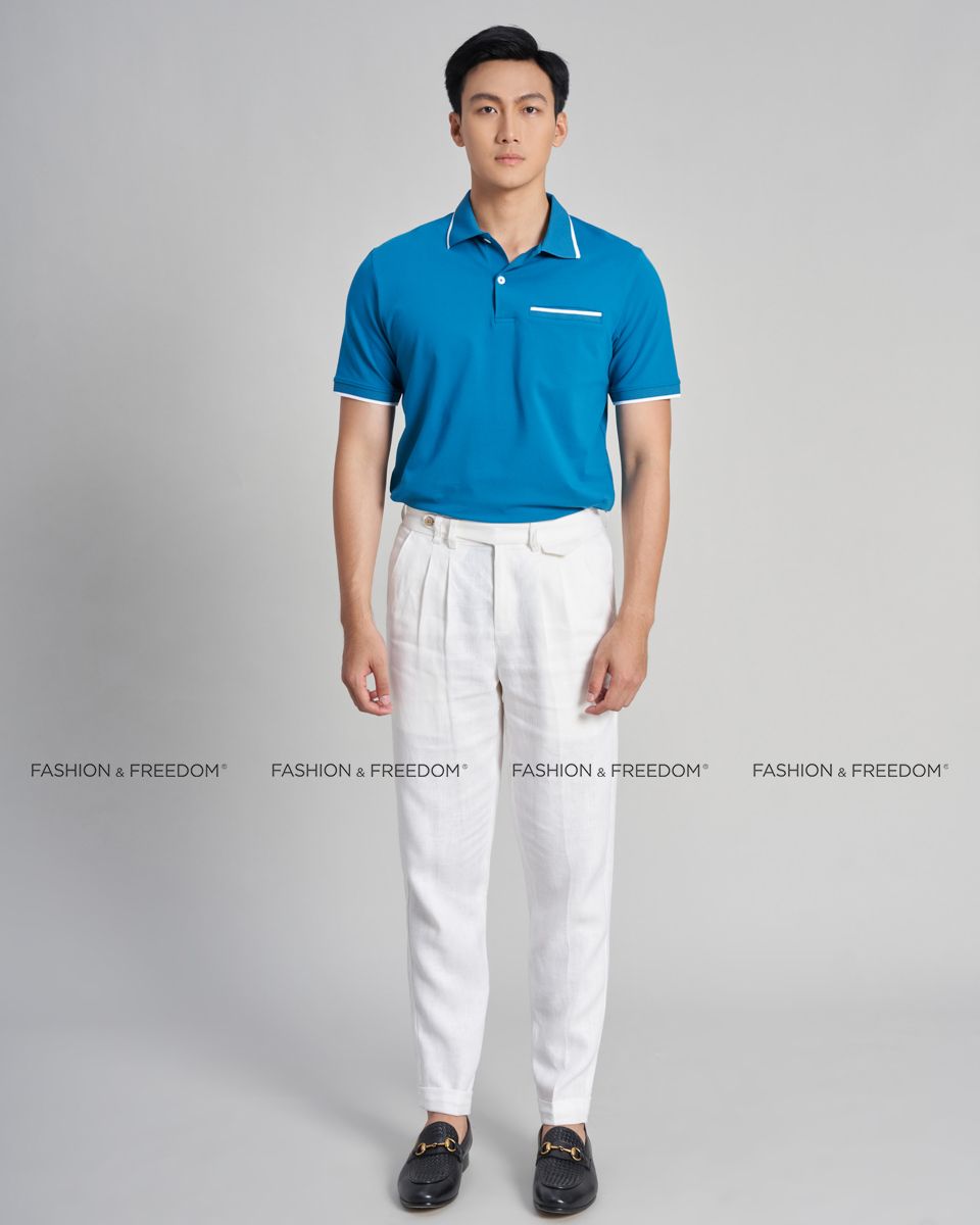 Áo Thun Nam Cotton Xanh Cổ Vịt The New Cool