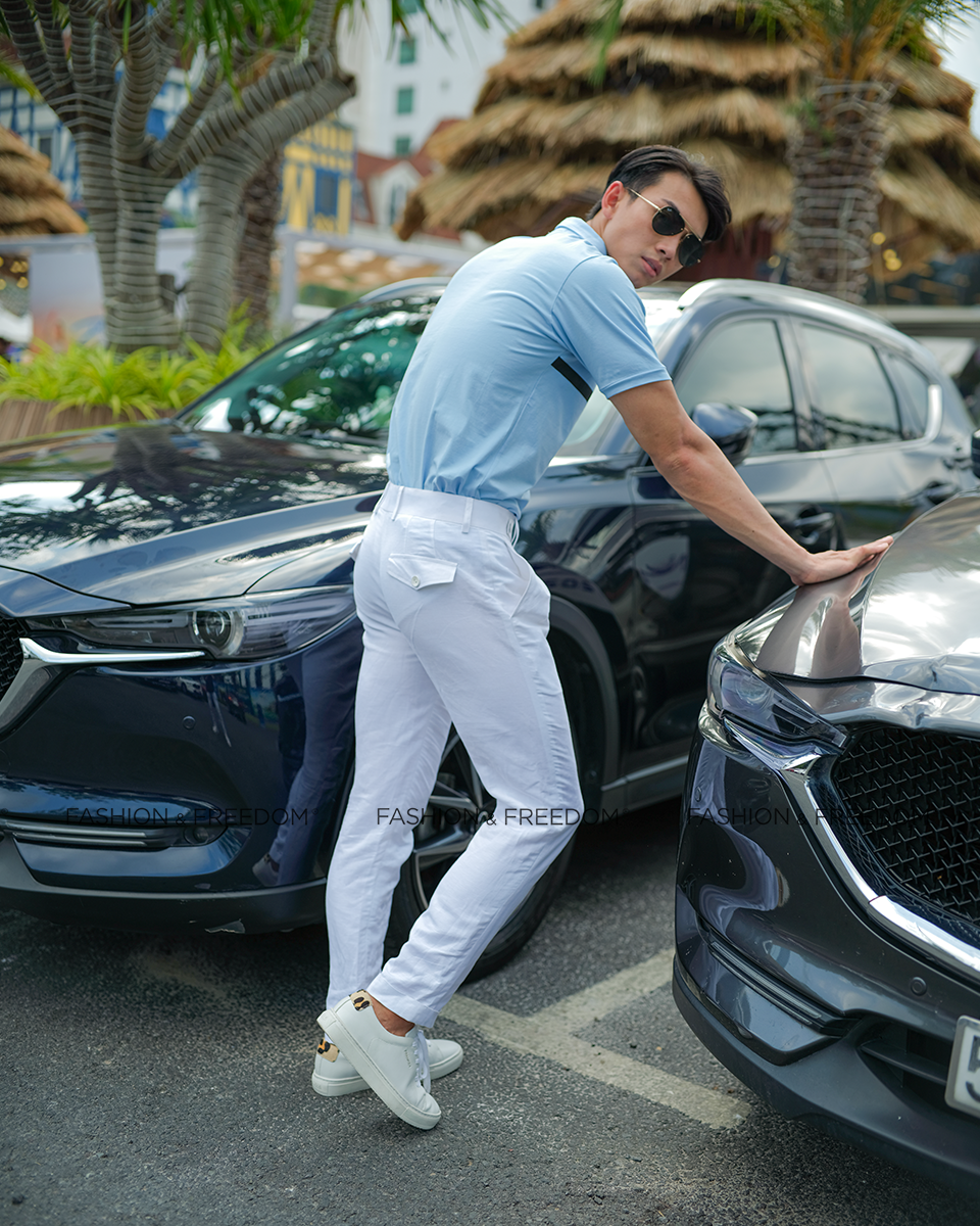 Áo Thun Nam Cotton Xanh Sọc Trắng New Spirit