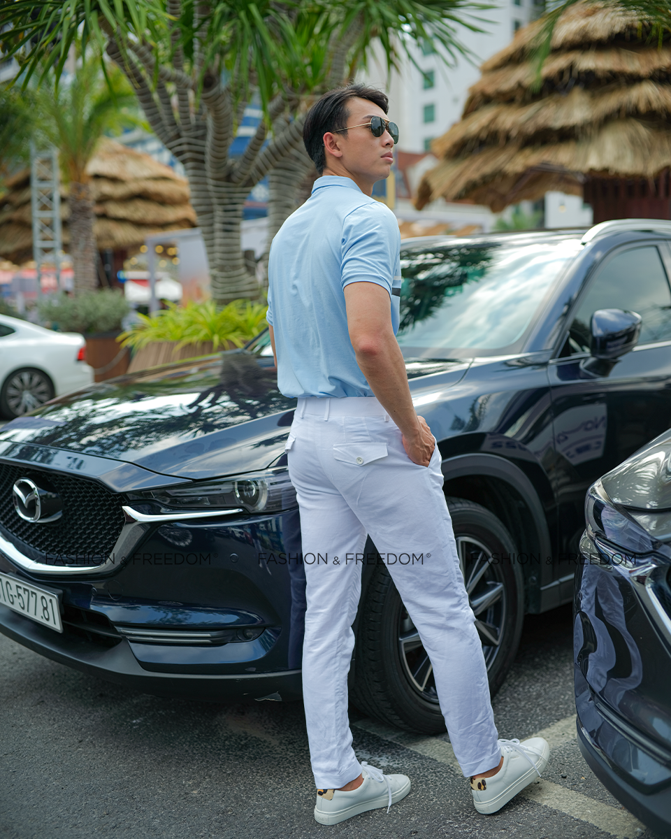 Áo Thun Nam Cotton Xanh Sọc Trắng New Spirit