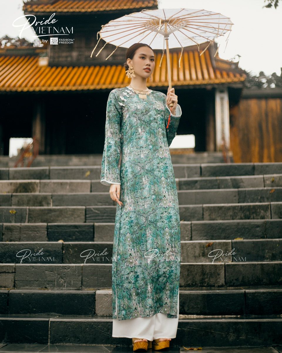 Áo Dài Gấm Xanh Pride Việt Nam