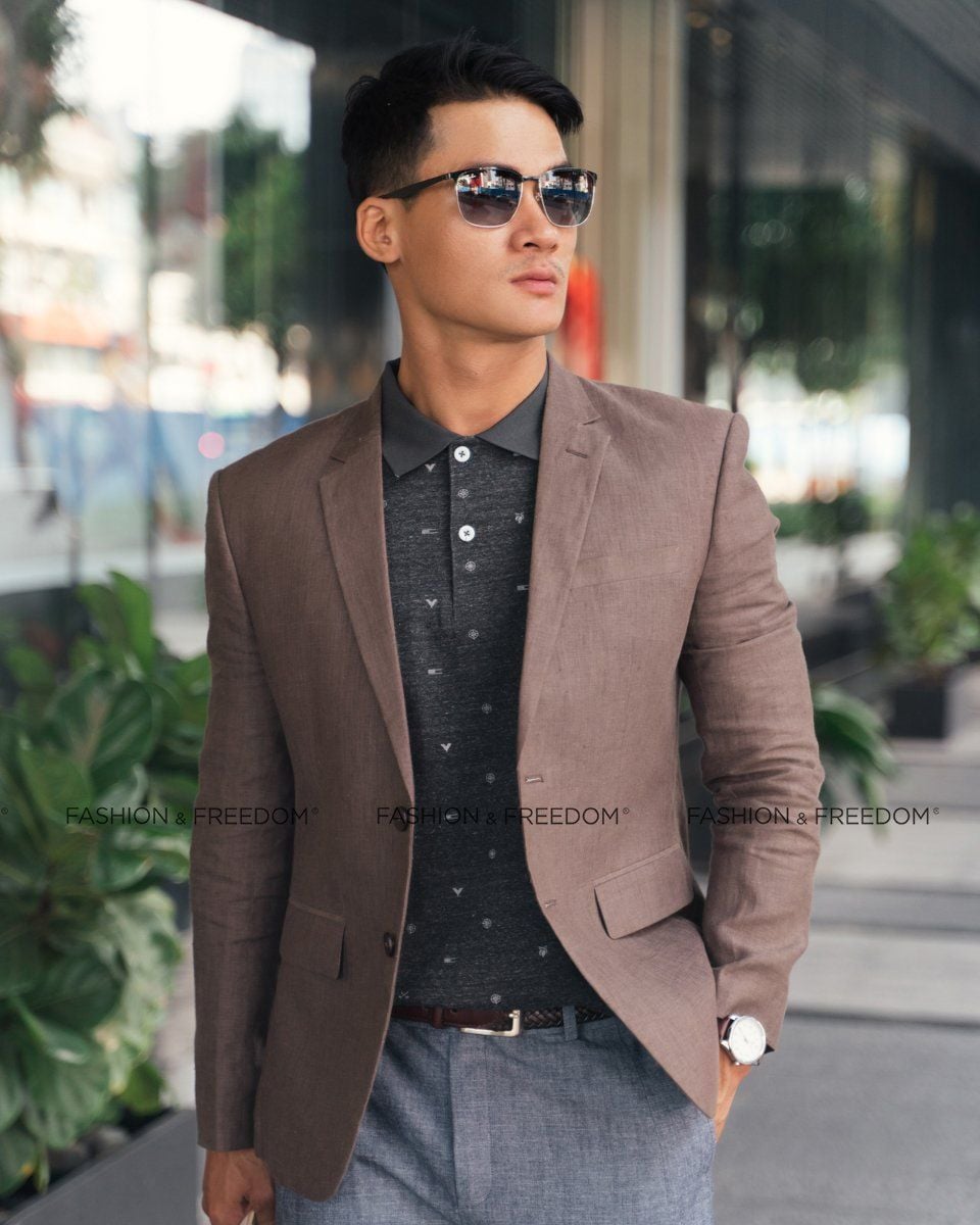 Áo Vest Nam Linen Nâu