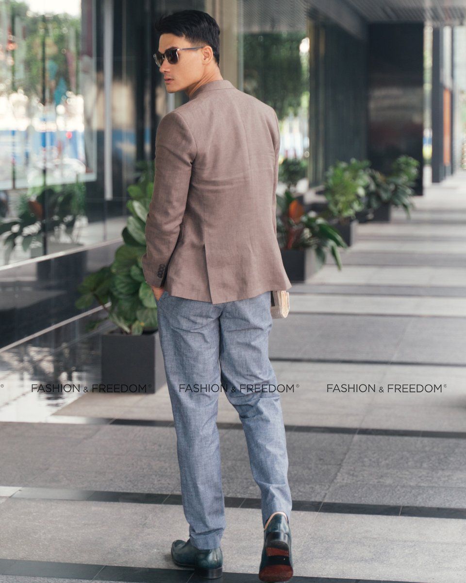 Áo Vest Nam Linen Nâu