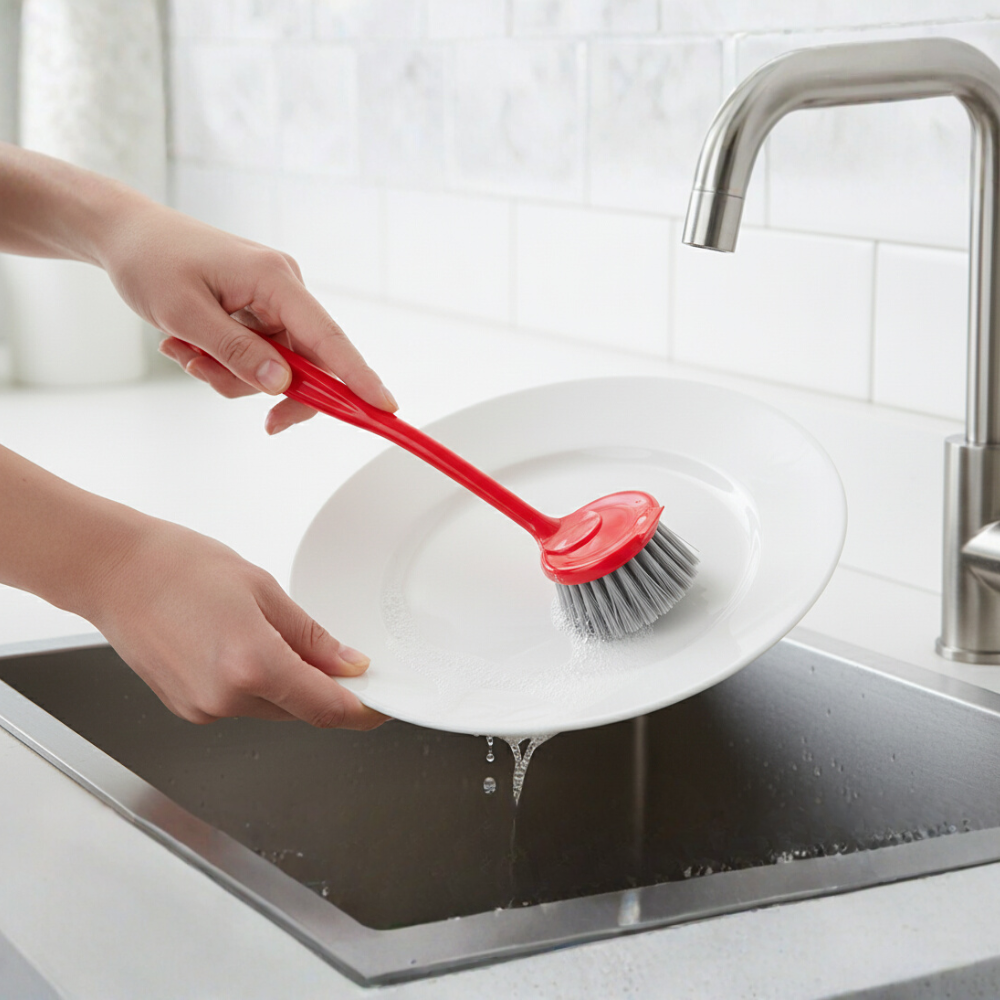 BÀN CHẢI RỬA CHÉN CÓ TAY CẦM DÀI 28CM BẰNG NHỰA