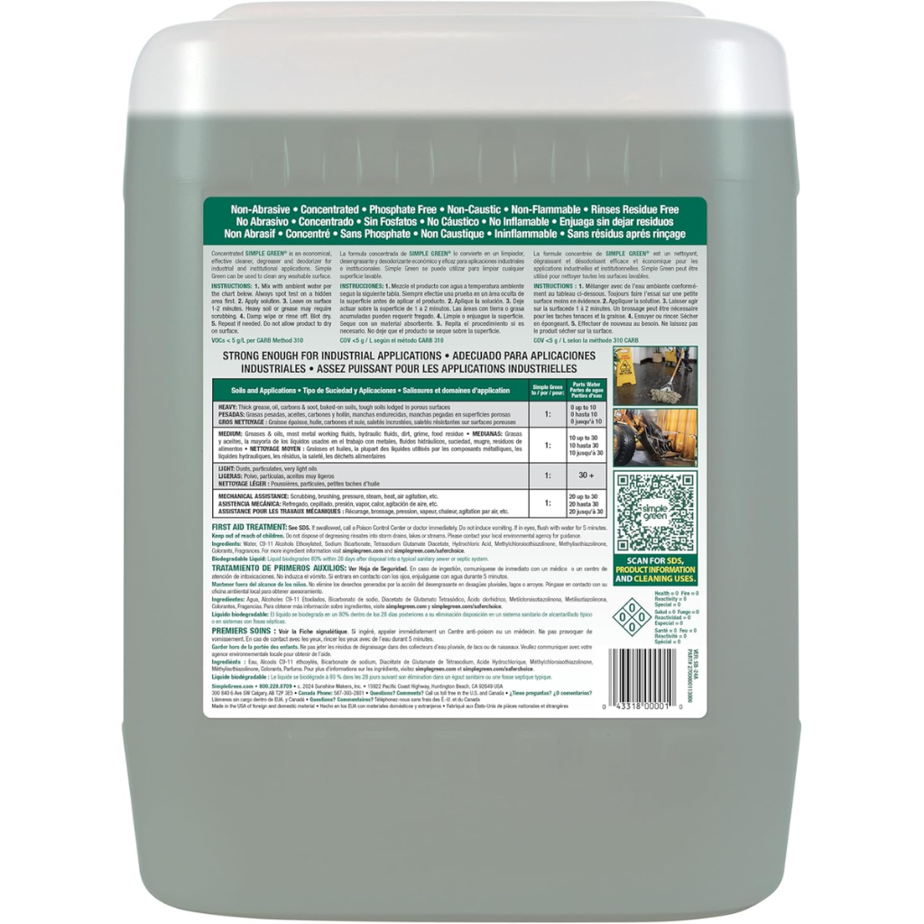 SIMPLE GREEN NƯỚC TẨY RỬA DẦU CÔNG NGHIỆP 18.9L