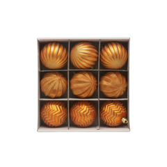 HỘP 9 QUẢ CHÂU NHỰA TRANG TRÍ GIÁNG SINH MÀU ĐỒNG