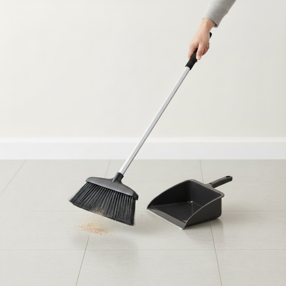 ACE CHỔI SỢI CỨNG 38CM KÈM KI HỐT RÁC
