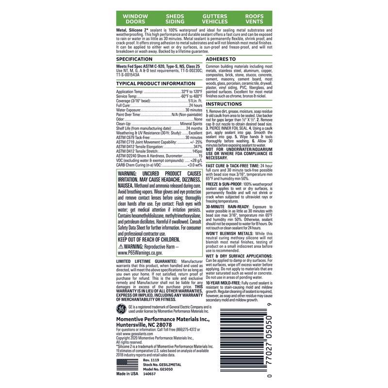 GE KEO TRÁM MÁNG XỐI KIM LOẠI SILICONE 2 298ML