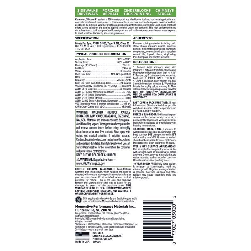 GE KEO TRÁM BÊ TÔNG, TƯỜNG XÂY SILICONE 2 299ML