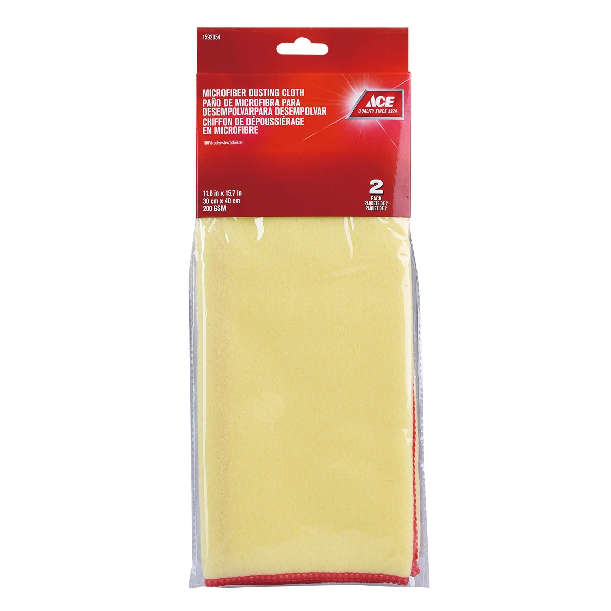 ACE GÓI 2 KHĂN LAU BỤI MICROFIBER 30X40CM MÀU VÀNG