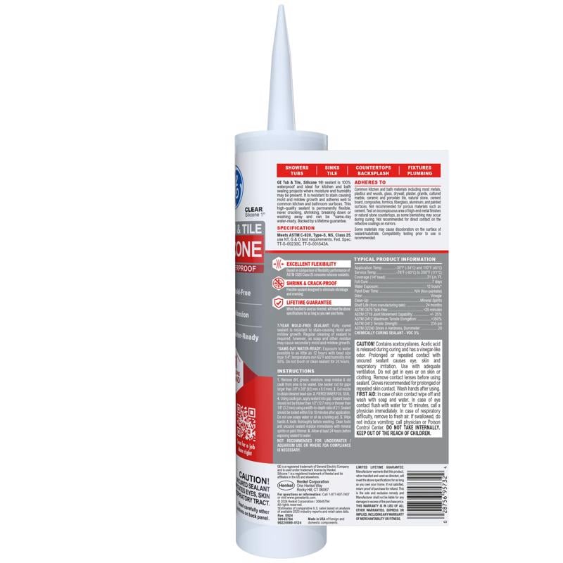 GE KEO TRÁM KHE BỒN TẮM, GẠCH SILICONE 298ML