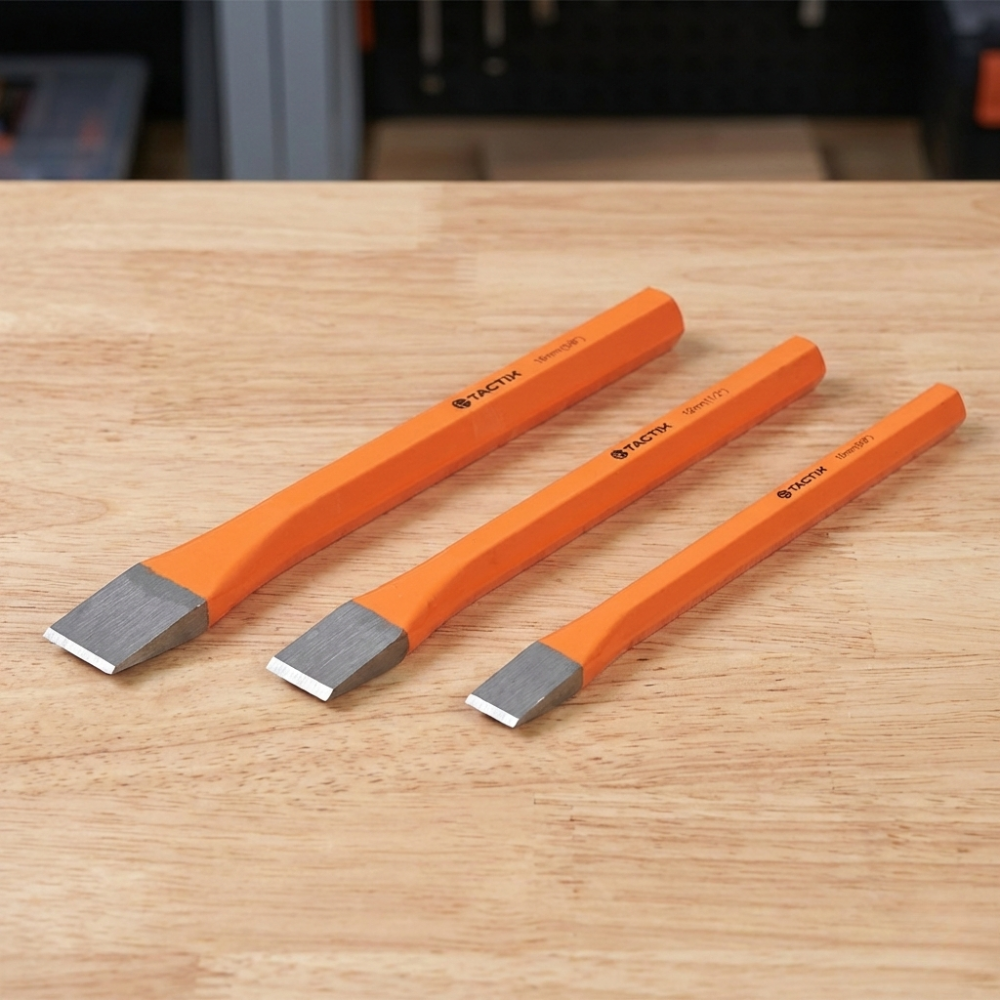 BỘ 3 ĐỤC GỖ TACTIX 230103 ĐẦU DẸT BẰNG THÉP