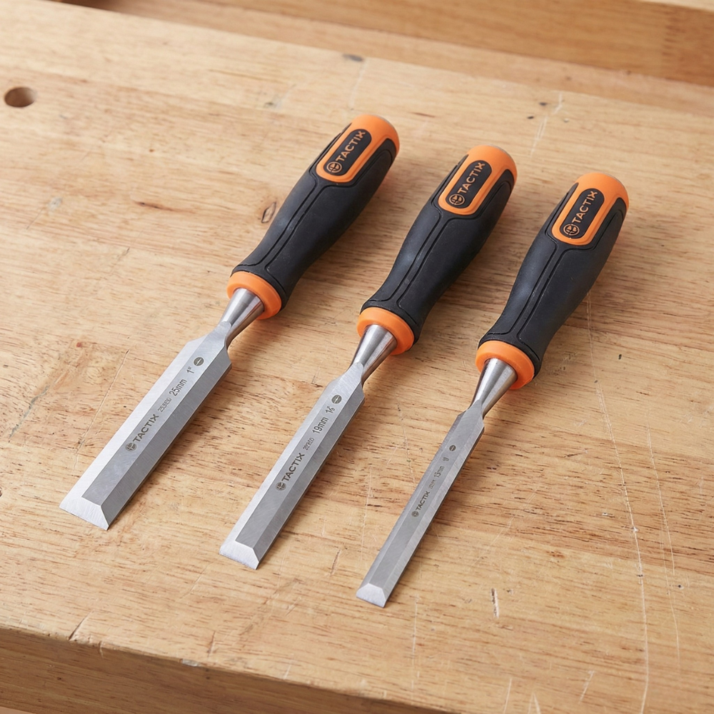 BỘ 3 ĐỤC GỖ TAY CẦM CHỐNG TRƯỢT TACTIX BẰNG THÉP
