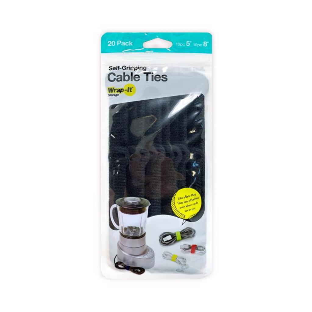 WRAP.IT GÓI 20 DÂY QUẤN CÁP, ĐIỆN, SẠC MÀU, ĐEN