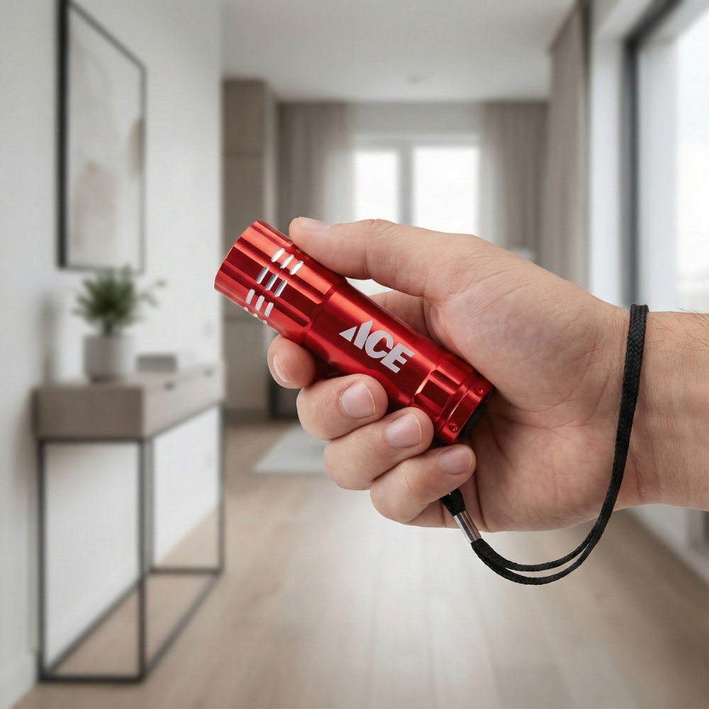 ACE ĐÈN PIN LED GỒM PIN AAA VỎ NHÔM NHẸ