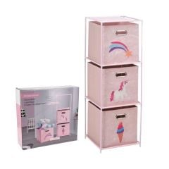 KỆ ĐỂ ĐỒ 3 TẦNG MÀU HỒNG KÈM NGĂN CHỨA ĐỒ KOOPMAN