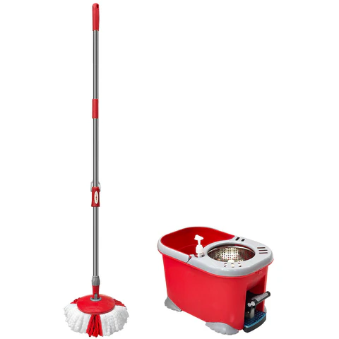 BỘ DỤNG CỤ LAU NHÀ XOAY 360 ĐỘ NHỰA, TAY CẦM THÉP