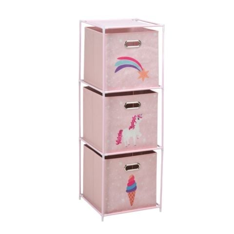KỆ ĐỂ ĐỒ 3 TẦNG MÀU HỒNG KÈM NGĂN CHỨA ĐỒ KOOPMAN