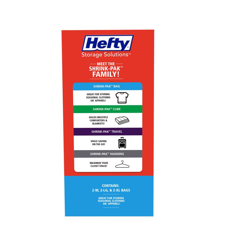 HEFTY GÓI 6 TÚI ĐỰNG ĐỒ HÚT CHÂN KHÔNG NHỰA TRONG