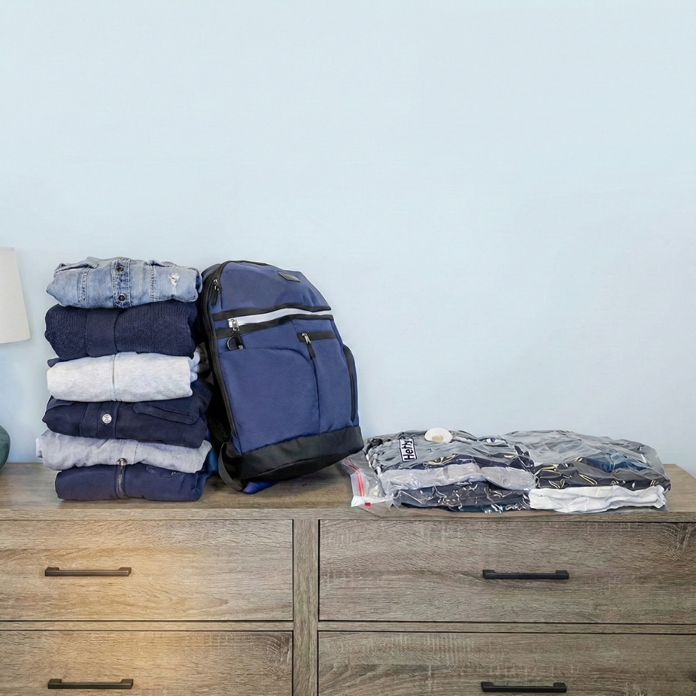 HEFTY GÓI 3 TÚI ĐỰNG ĐỒ HÚT CHÂN KHÔNG NHỰA TRONG