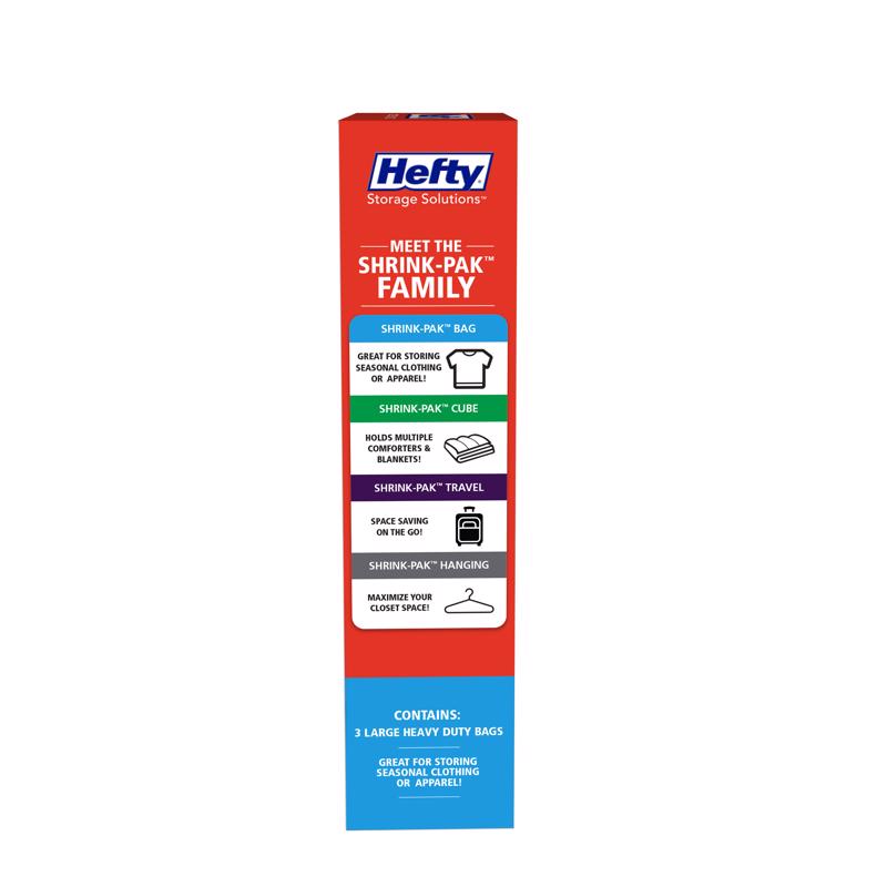 HEFTY GÓI 3 TÚI ĐỰNG ĐỒ HÚT CHÂN KHÔNG NHỰA TRONG