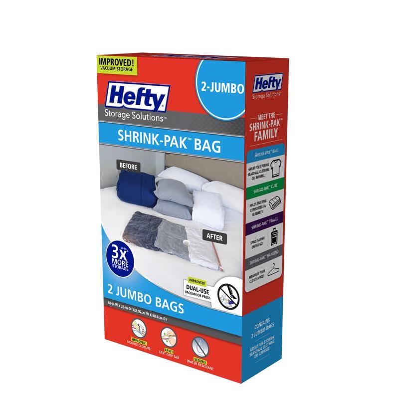 HEFTY GÓI 3 TÚI ĐỰNG ĐỒ HÚT CHÂN KHÔNG NHỰA TRONG