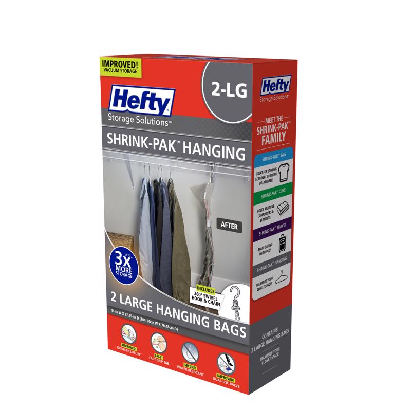 HEFTY GÓI 2 TÚI ĐỰNG ĐỒ CÓ MÓC TREO 104X70CM