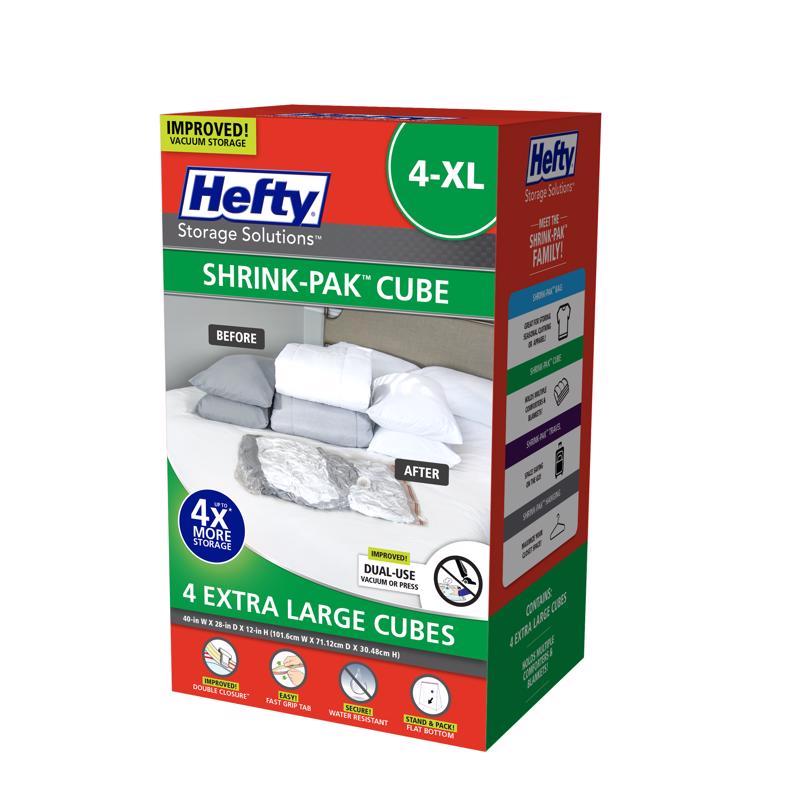 HEFTY GÓI 4 TÚI ĐỰNG ĐỒ HÚT CHÂN KHÔNG NHỰA TRONG