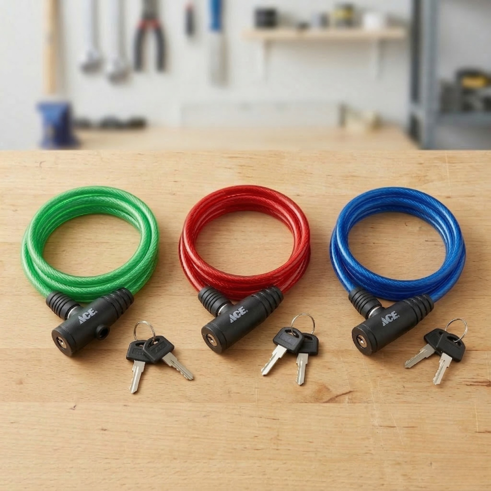 HỘP 3 DÂY KHÓA LÕI THÉP BỌC NHỰA KÈM CHÌA ACE