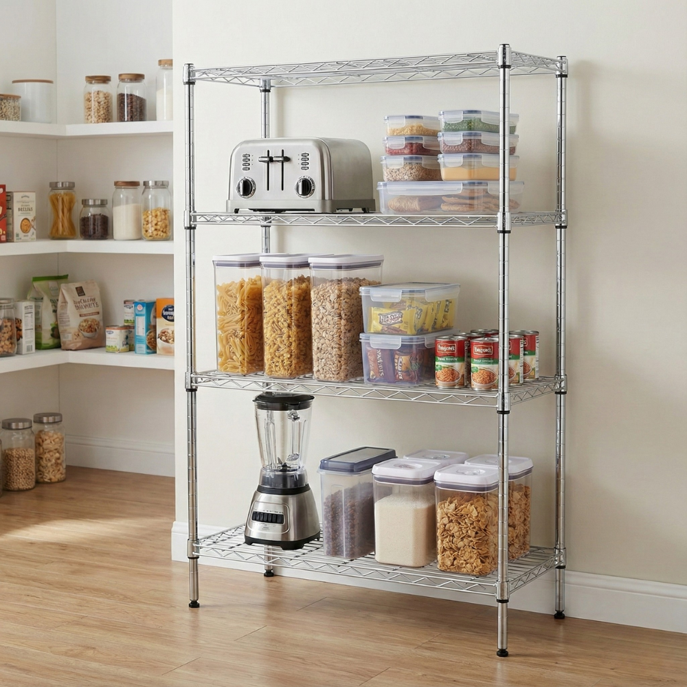 ACE KỆ ĐỂ ĐỒ 4 TẦNG 90X35X135CM THÉP MẠ CHROME