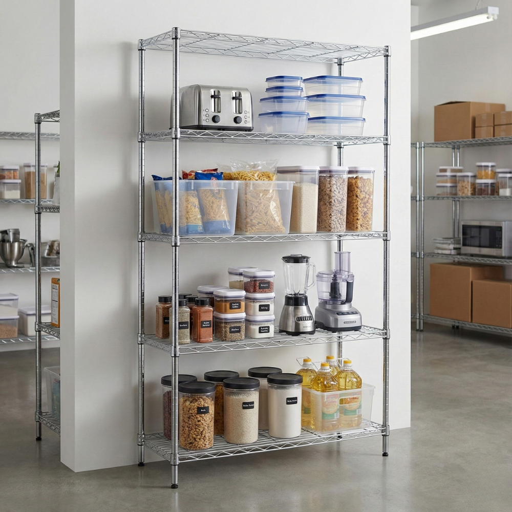 ACE KỆ ĐỂ ĐỒ 5 TẦNG 90X40X180CM THÉP MẠ CHROME