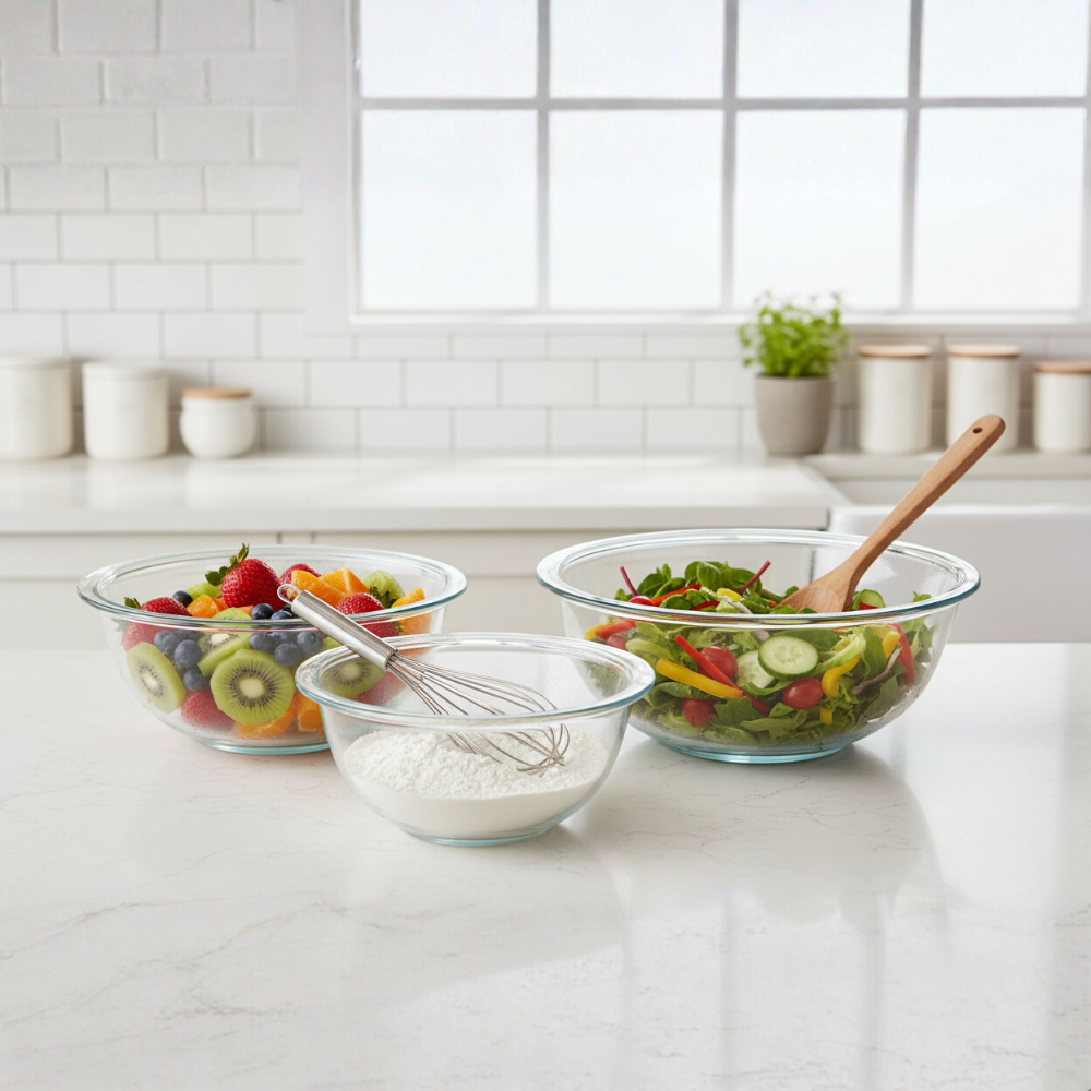 PYREX BỘ 3 TÔ TRỘN THỦY TINH TRONG SUỐT CHỊU NHIỆT