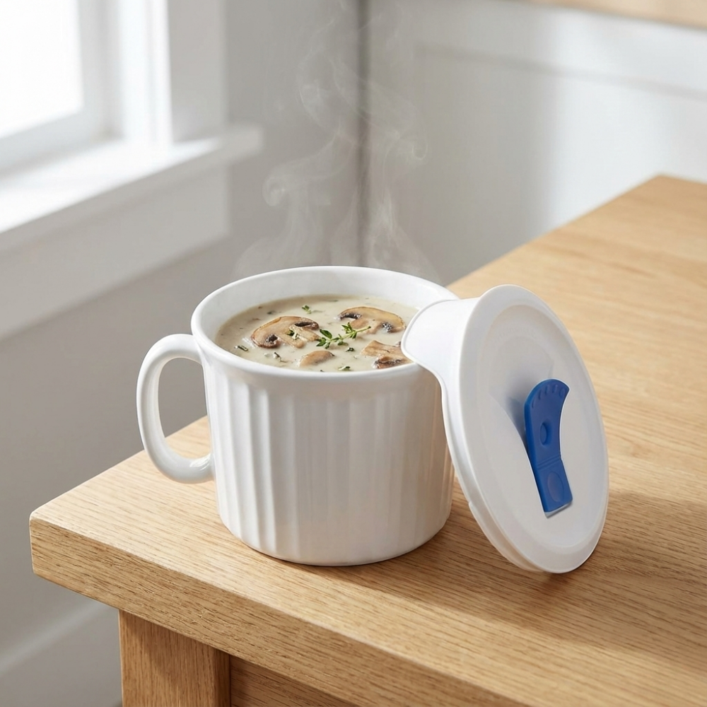 CORELLE LY GỐM SỨ TRẮNG CÓ NẮP 591ML