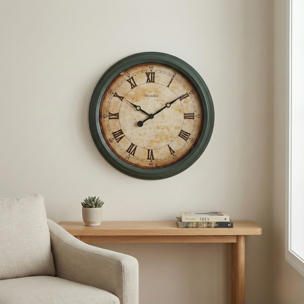 ĐỒNG HỒ TREO TƯỜNG TRÒN XANH CỔ ĐIỂN WESTCLOX