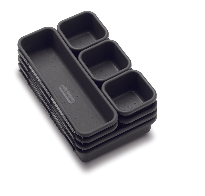 MADESMART BỘ 8 KHAY NHỰA ĐỰNG ĐỒ MÀU ĐEN