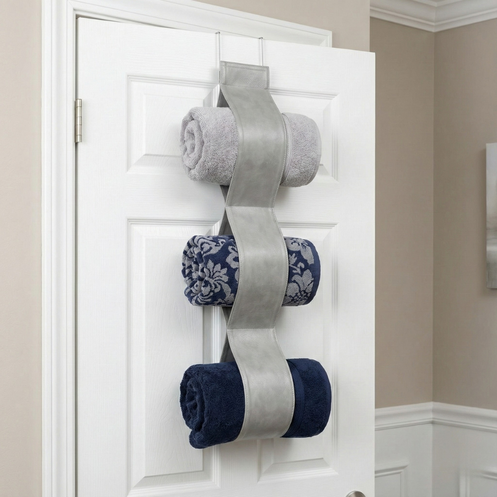 GIÁ VẮT KHĂN TẮM THÉP CÓ MÓC CỬA INTERDESIGN XÁM
