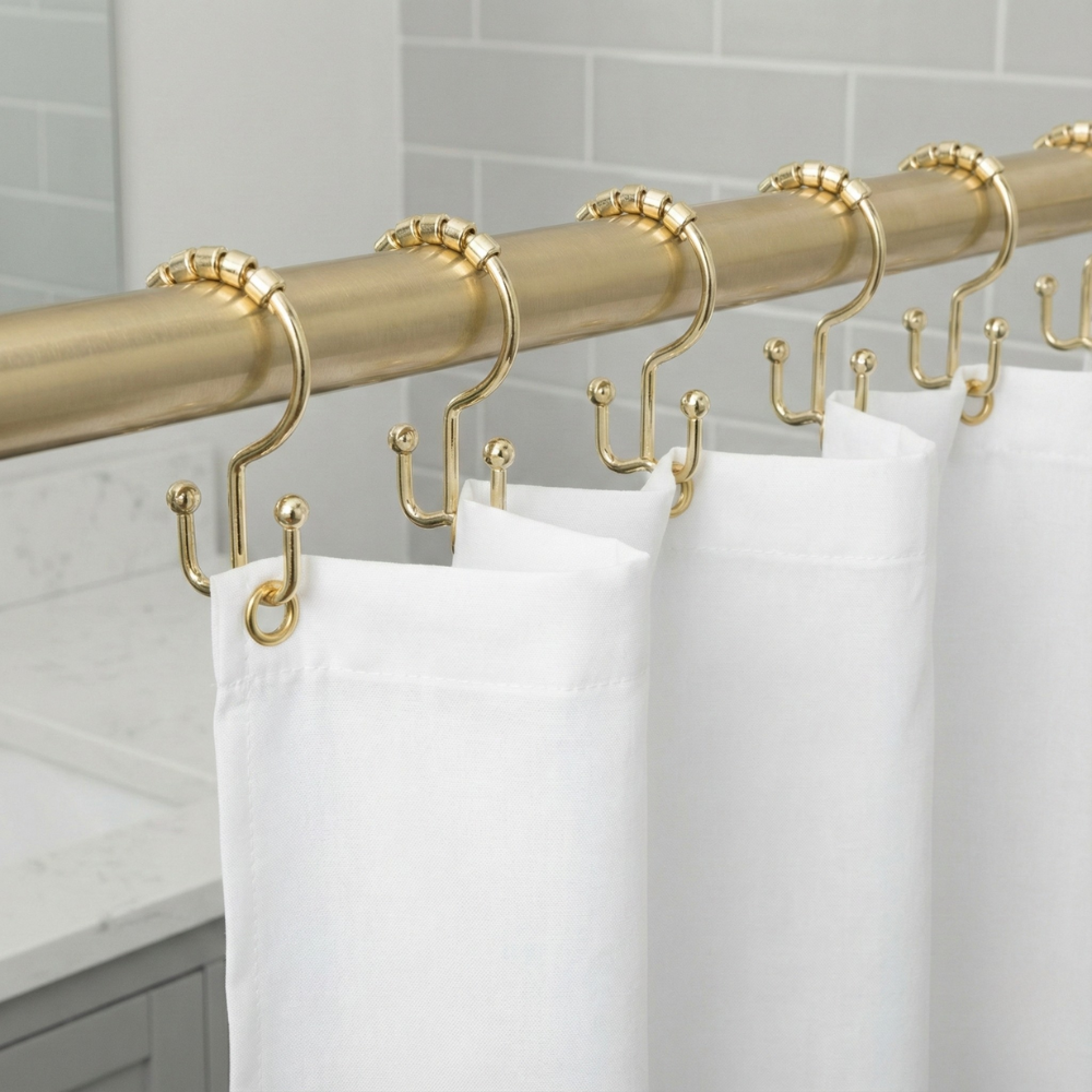 GÓI 12 CÁI MÓC TREO RÈM ĐÔI MODA MÀU GOLD THÉP