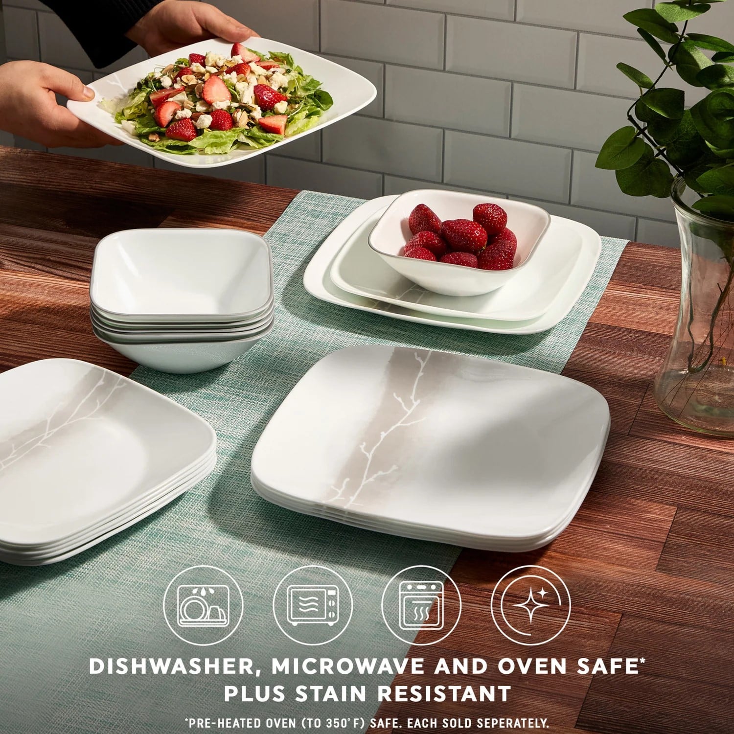 CORELLE ĐĨA THỦY TINH ĂN TỐI HÌNH VUÔNG 26.7CM