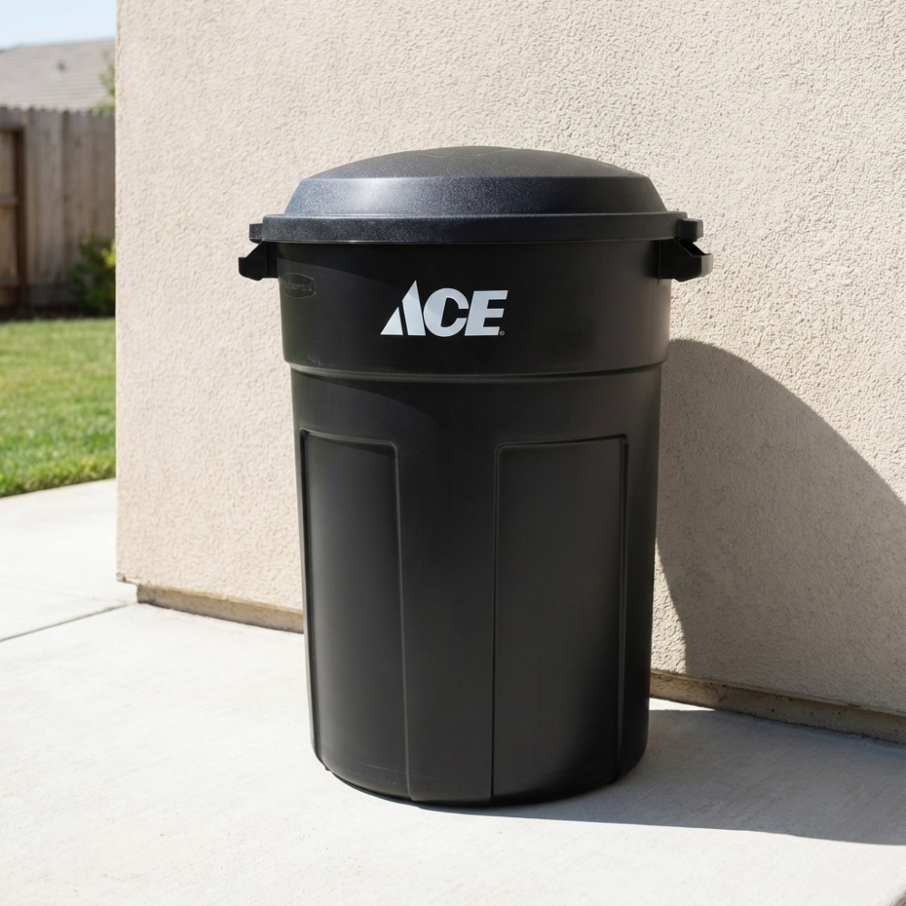 THÙNG RÁC NHỰA CÓ NẮP ACE 121L MÀU ĐEN