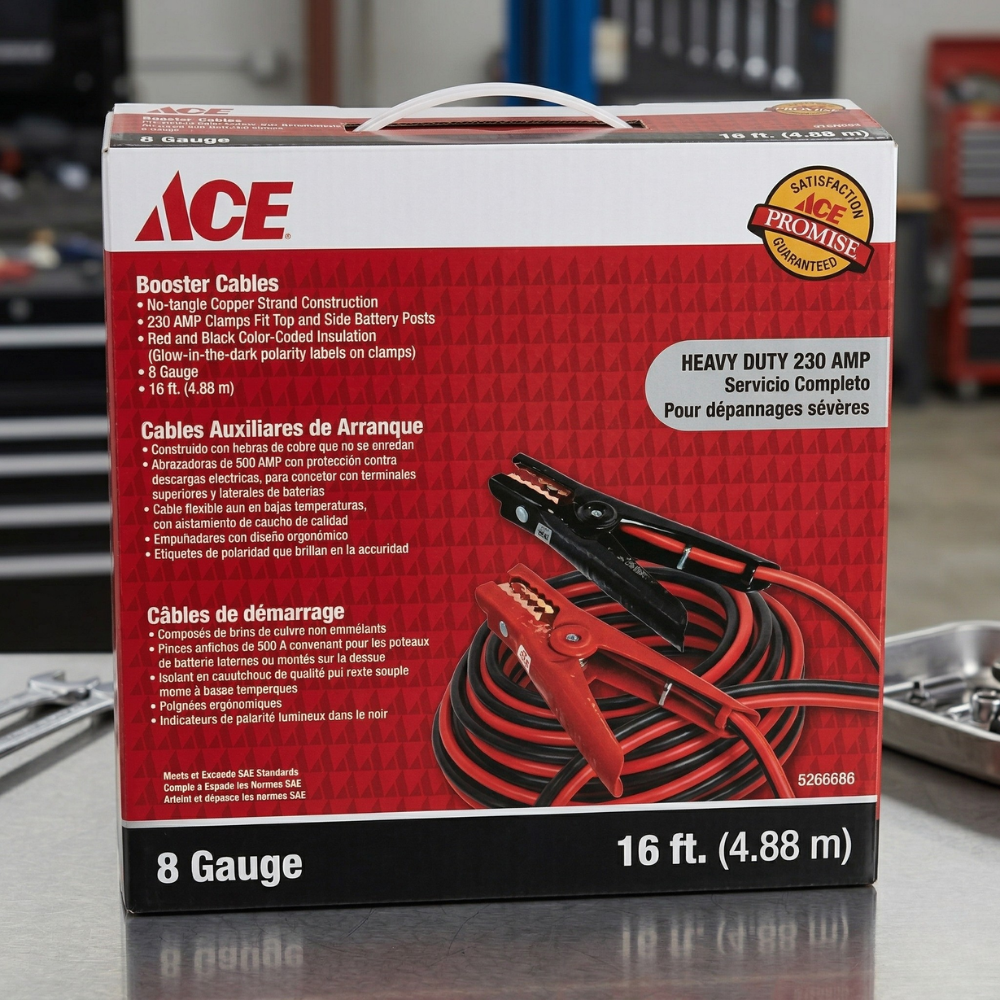CÁP KÍCH ĐIỆN Ô TÔ ACE 230AMP 4.88M ĐỎ ĐEN